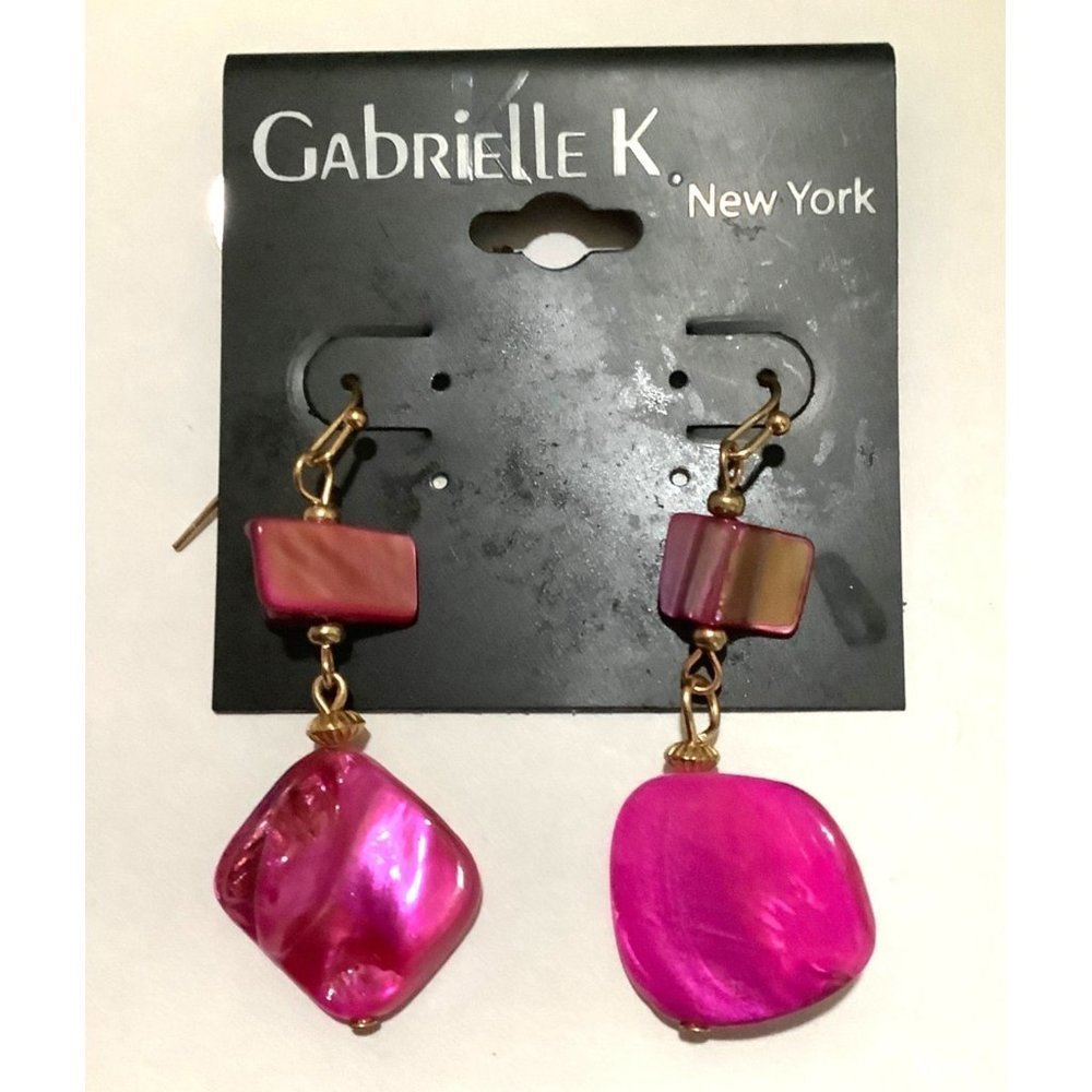 Pink Shell Dangle Earrings -- NWTS